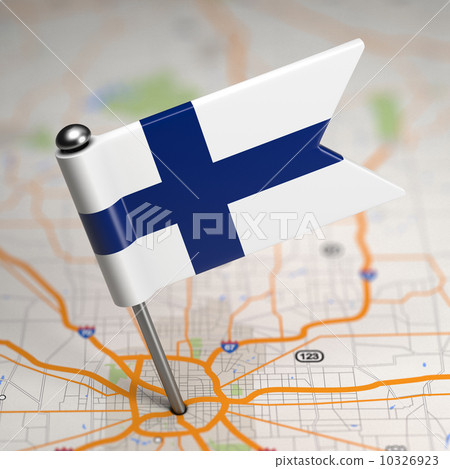Finland Small Flag on a Map Background. 10326923