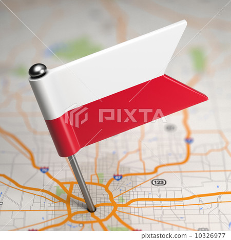 Poland Small Flag on a Map Background. 10326977