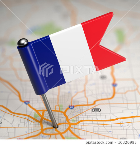 French Small Flag on a Map Background. French Small Flag on a Map Background. 10326983