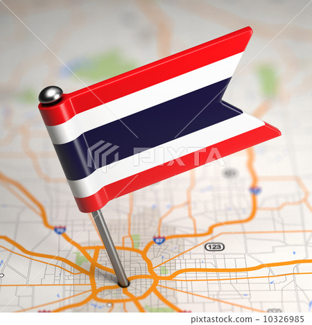Thailand Small Flag on a Map Background. Thailand Small Flag on a Map Background. 10326985