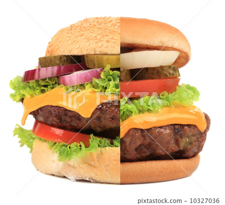 Two parts of hamburger in one. Two parts of hamburger in one. 10327036