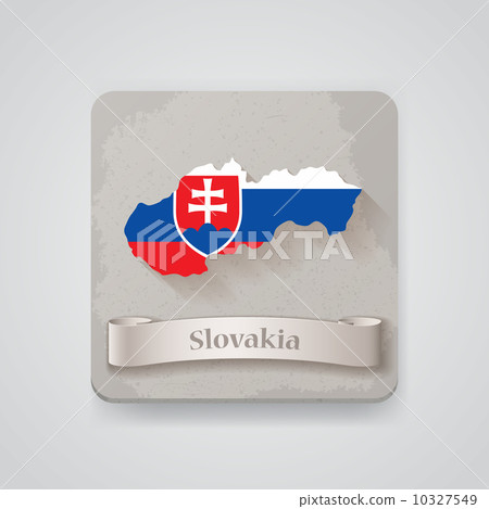 Icon of Slovakia map with flag. Vector illustration 10327549