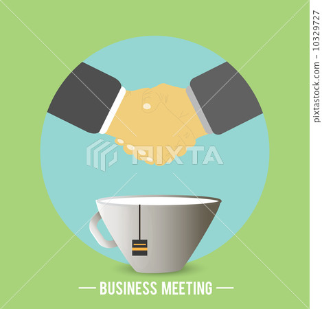 Handshake behind a cup of tea, coffee 10329727