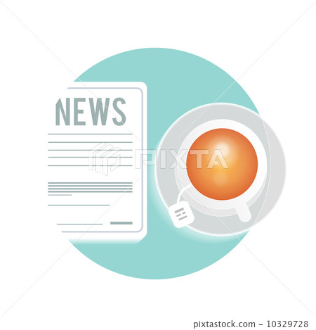 Newspaper with a cup of tea, coffee on a table 10329728