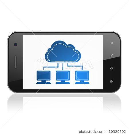Cloud computing concept: Cloud Network on smartphone Cloud computing concept: Cloud Network on smartphone 10329802