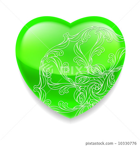 Shiny green heart with decor 10330776