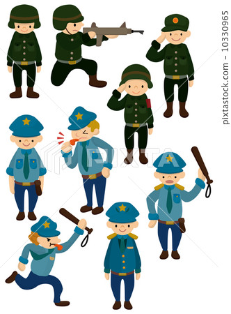 cartoon police and soldier icon cartoon police and soldier icon 10330965