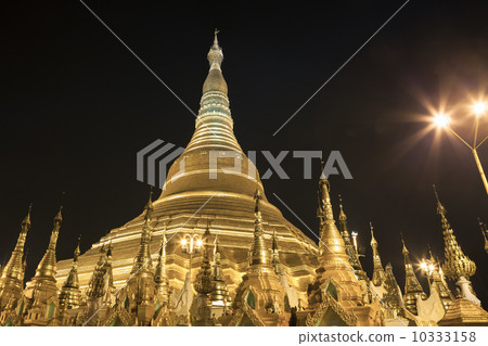Shwedagon pagoda in Yangon, Burma (Myanmar) at night 10333158