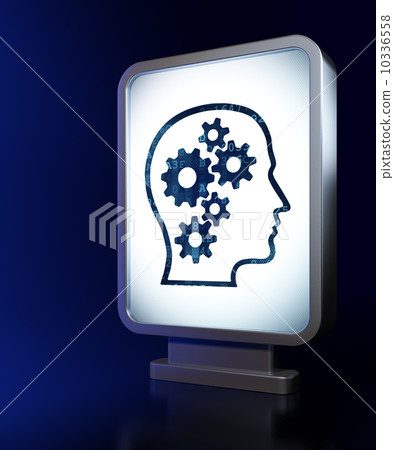 Data concept: Head With Gears on billboard background 10336558