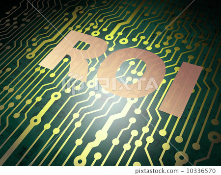 Business concept: circuit board with ROI 10336570
