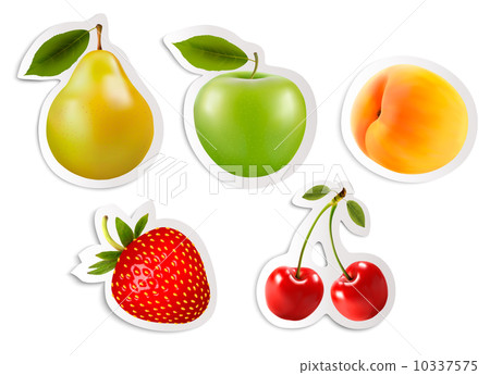 Five fruit stickers. Vector. 10337575