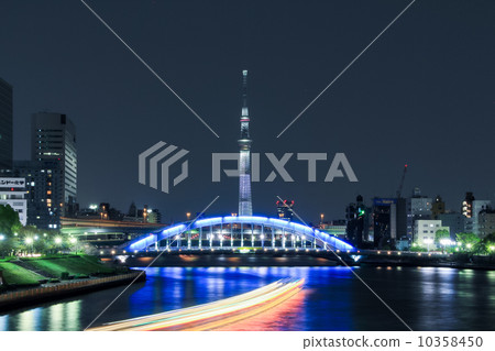 永井橋和東京天空樹夜視圖 10358450