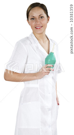 young woman doctor with clyster young woman doctor with clyster 10381359