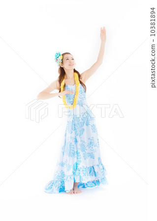 A beautiful Japanese woman who dances hula fun with gorgeous costumes A beautiful Japanese woman who dances hula fun with gorgeous costumes 10381894