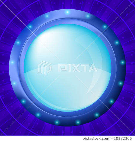 Glass porthole on blue background 10382306