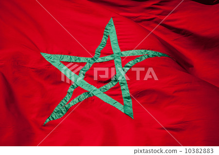 National flag of Morocco. Green star on red background 10382883