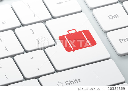 Tourism concept: Bag on computer keyboard background 10384869