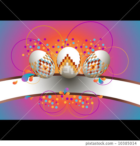Greeting card with colored Easter eggs. Greeting card with colored Easter eggs. 10385014