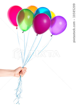 human hand gives flying balloons 10385209