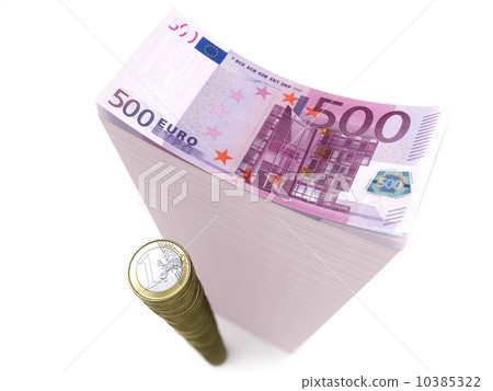 stack of banknotes and coins of euro on isolated white stack of banknotes and coins of euro on isolated white 10385322