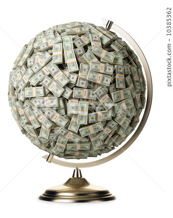 Globe of U.S. dollars isolated on a white background Globe of U.S. dollars isolated on a white background 10385362
