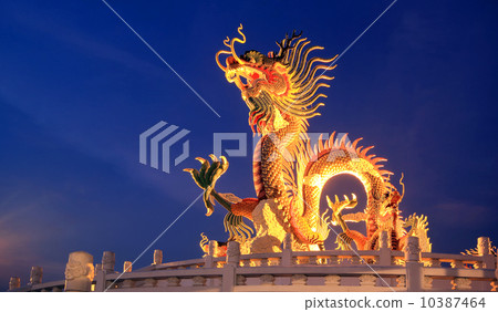 Chinese dragon statue at twilight time 10387464