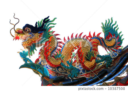 stock photo: chinese dragon statue on roof