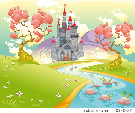 Mythological landscape with medieval castle. 10388787