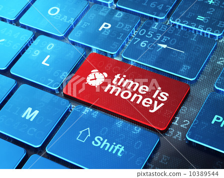 Time concept: Alarm Clock and Time is Money on computer keyboard Time concept: Alarm Clock and Time is Money on computer keyboard 10389544