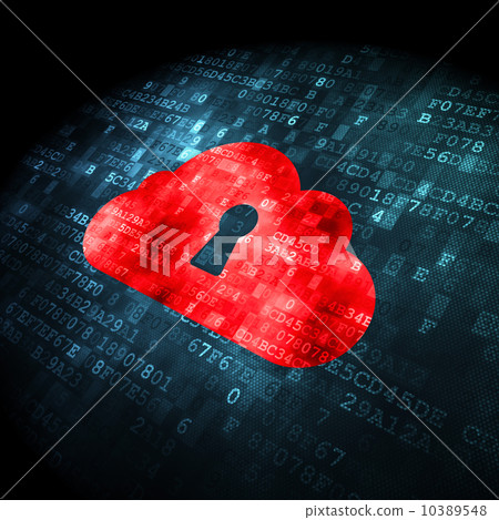 Cloud computing concept: Cloud With Keyhole on digital backgroun 10389548