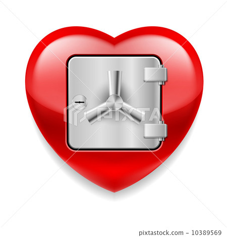 Shiny red heart as a safe Shiny red heart as a safe 10389569
