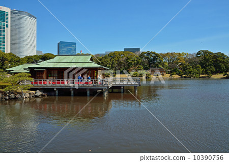 Hama Rikyu Imperial Garden · Sea breeze pond (Oizumizu) and Nakajima's Oshaya 10390756