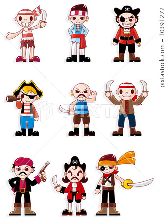 cartoon pirate icon set 10391272