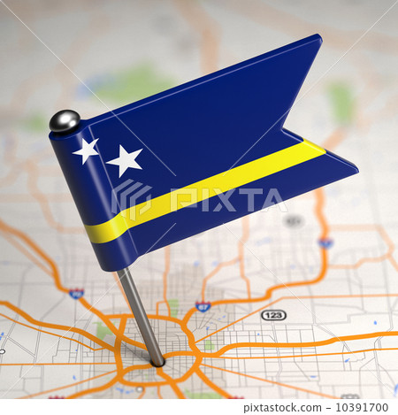 Curacao Small Flag on a Map Background. 10391700