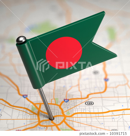 Bangladesh Small Flag on a Map Background. Bangladesh Small Flag on a Map Background. 10391715