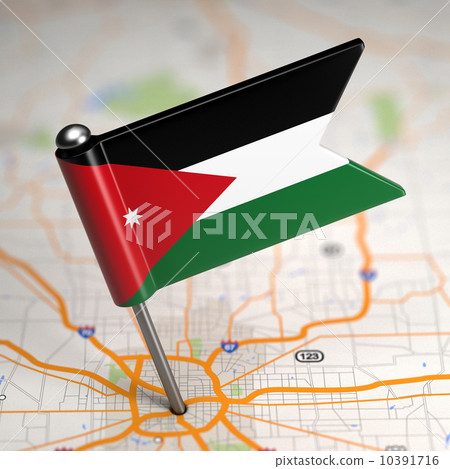Jordan Small Flag on a Map Background. Jordan Small Flag on a Map Background. 10391716