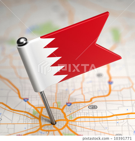 Bahrain Small Flag on a Map Background. Bahrain Small Flag on a Map Background. 10391771