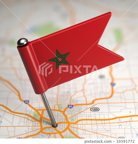 Morocco Small Flag on a Map Background. Morocco Small Flag on a Map Background. 10391772