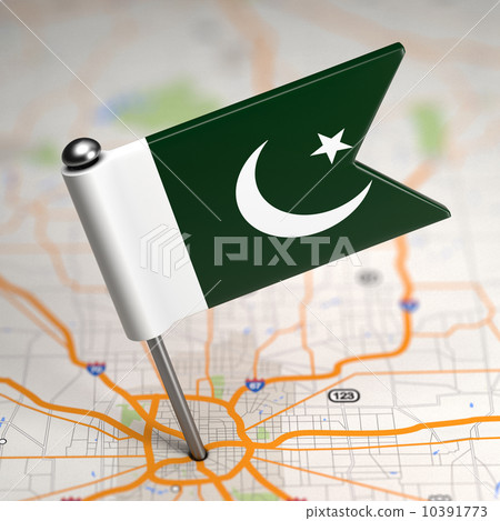 Pakistan - Small Flag on a Map Background. Pakistan - Small Flag on a Map Background. 10391773