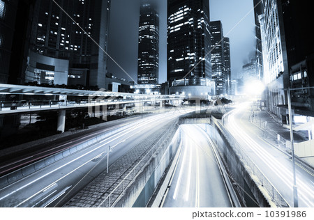 traffic in Hong Kong at night 10391986
