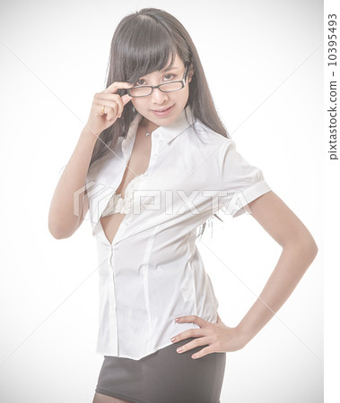 Sexy Chinese Businesswoman With Glasses Stock Photo