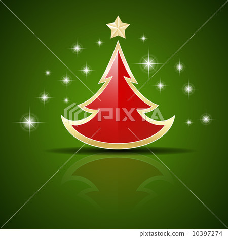 Vector red Christmas tree on green background... - Stock Illustration ...