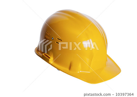 Yellow helmet of the builder on a white background Yellow helmet of the builder on a white background 10397364