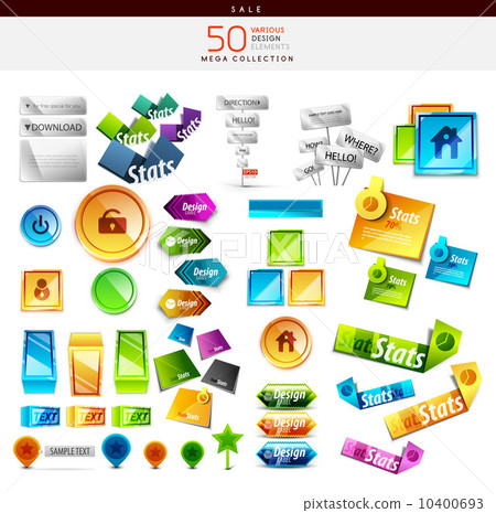 Collection of colorful buttons, icons, stickers 10400693