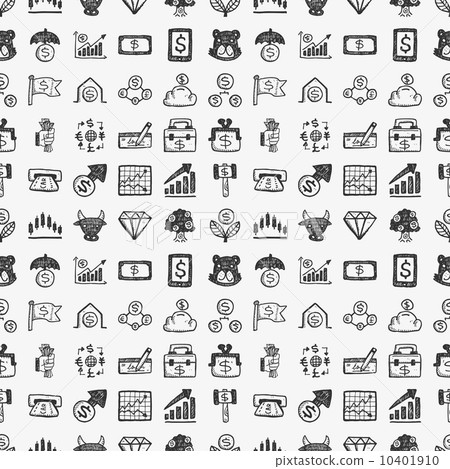 seamless doodle financial pattern - Stock Illustration [10401910] - PIXTA