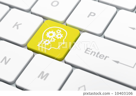 Education concept: Head With Gears on computer keyboard backgrou Education concept: Head With Gears on computer keyboard backgrou 10403106