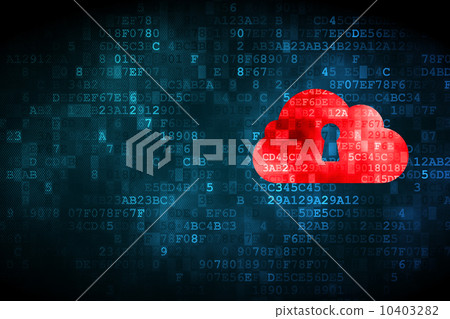 Cloud computing concept: Cloud Whis Keyhole on digital backgroun Cloud computing concept: Cloud Whis Keyhole on digital backgroun 10403282