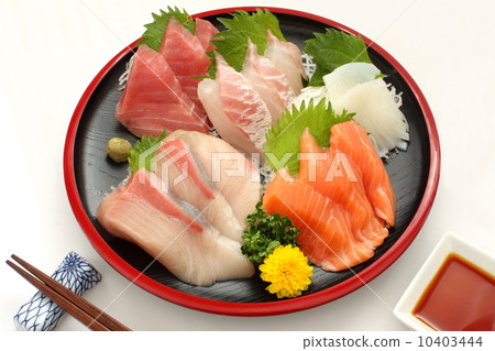 Assorted sashimi white background 10403444