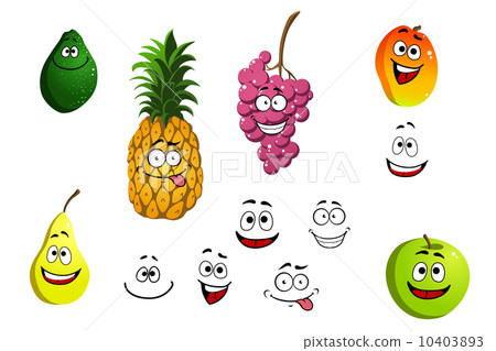Apricot, pineapple, apple, pear, grape and lemon fruits 10403893
