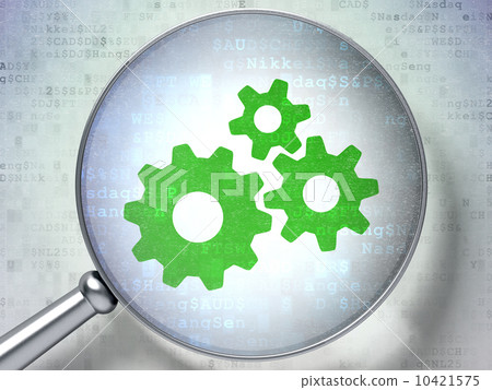 Marketing concept: optical glass with Gears icon - Stock Illustration ...